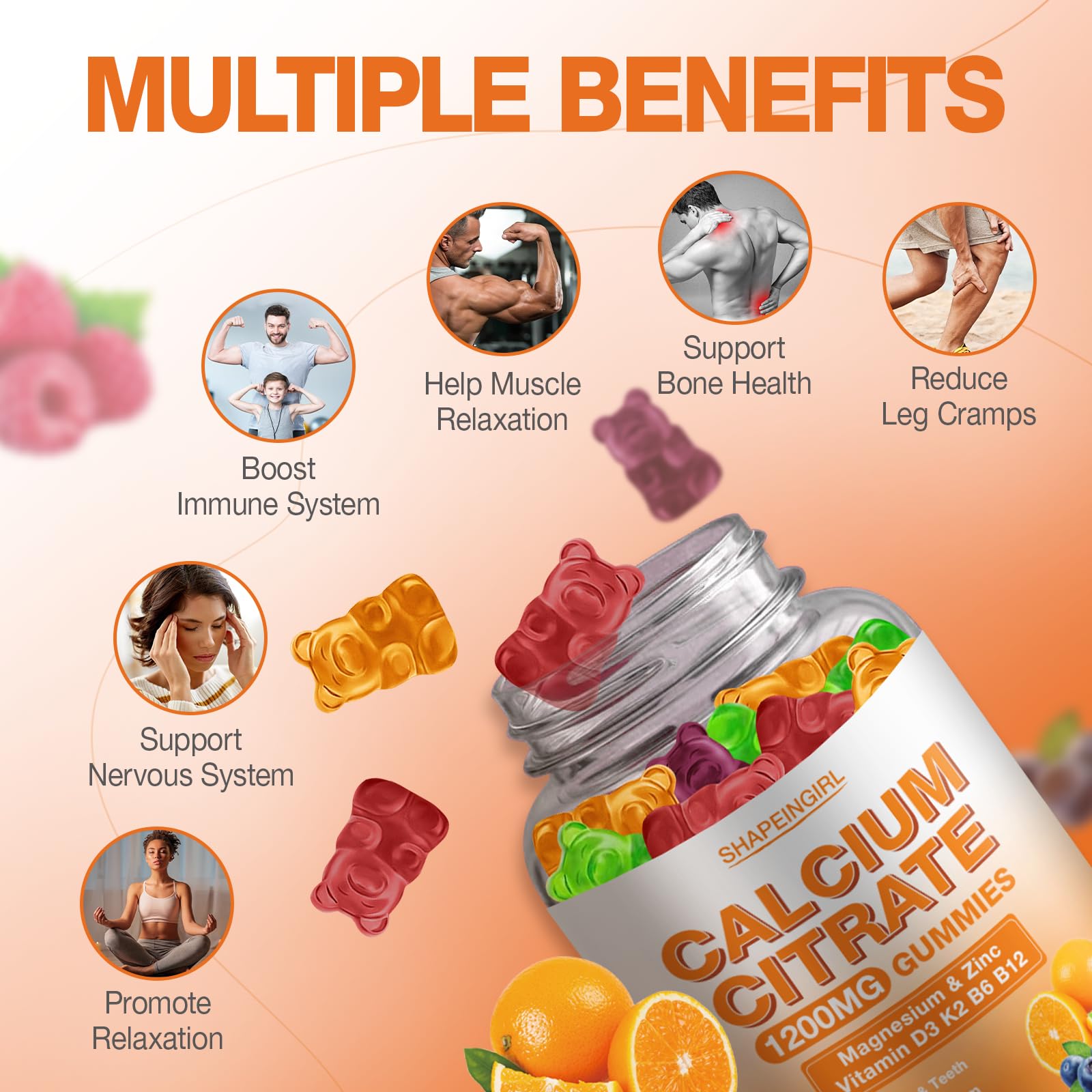 SHAPEINGIRL Calcium Citrate Gummies side view showing gummy texture