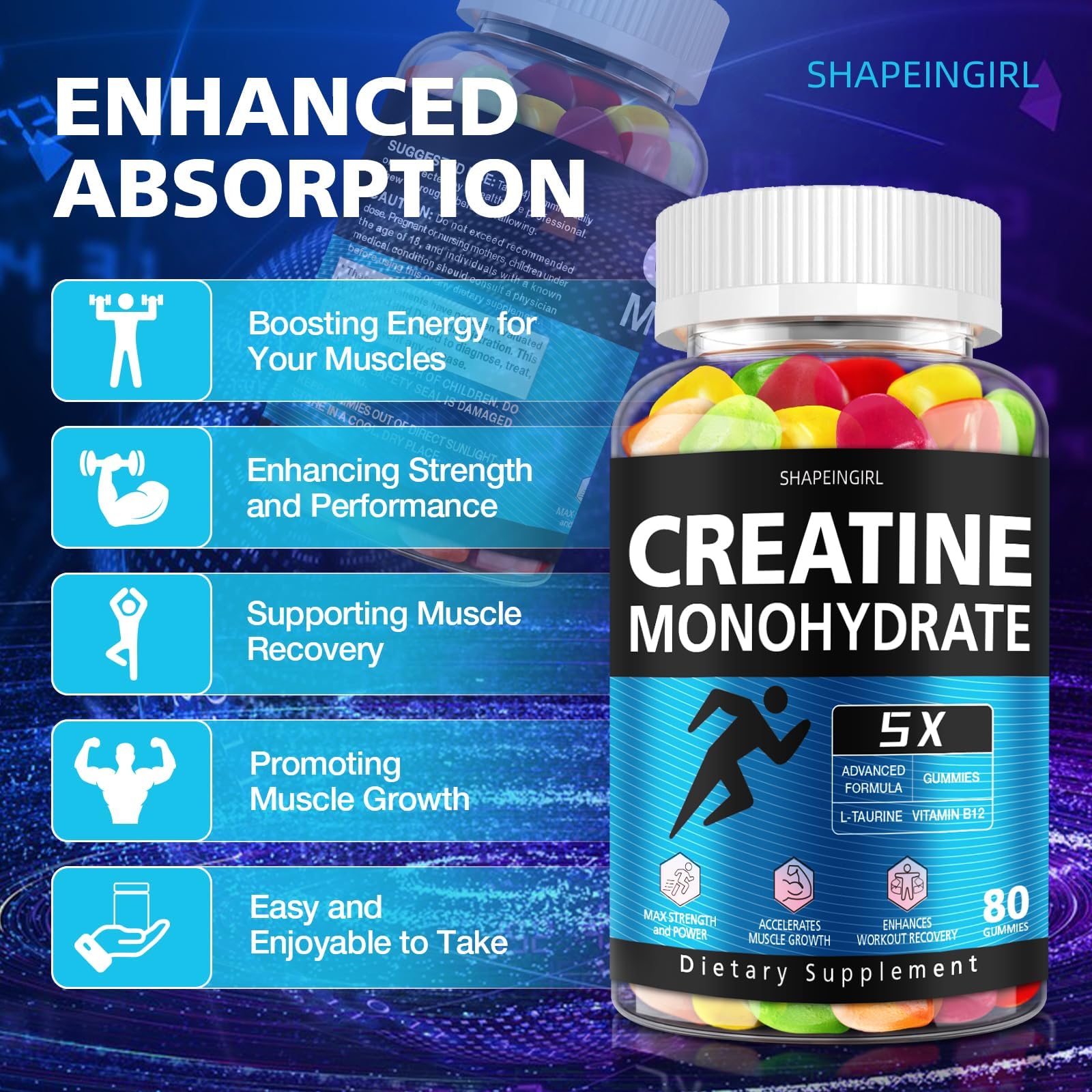 SHAPEINGIRL Creatine Gummies in strawberry flavour