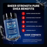 Sheer Strength Labs DHEA 100mg supplement bottle