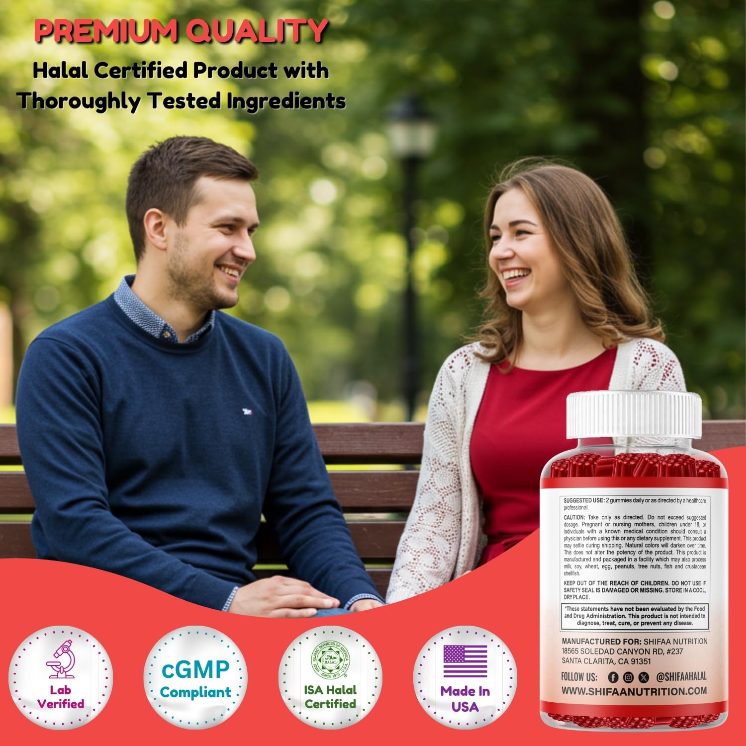 SHIFAA NUTRITION Biotin Gummies packaging side view