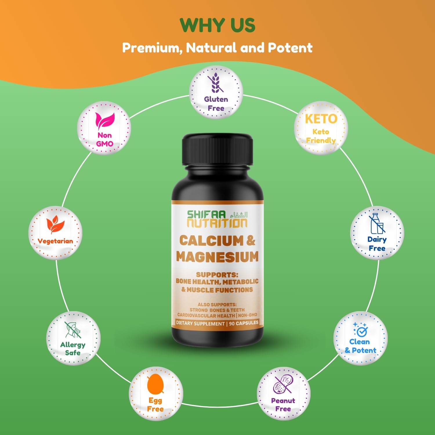 SHIFAA NUTRITION Calcium Magnesium Vitamin D3 Supplement ingredients list