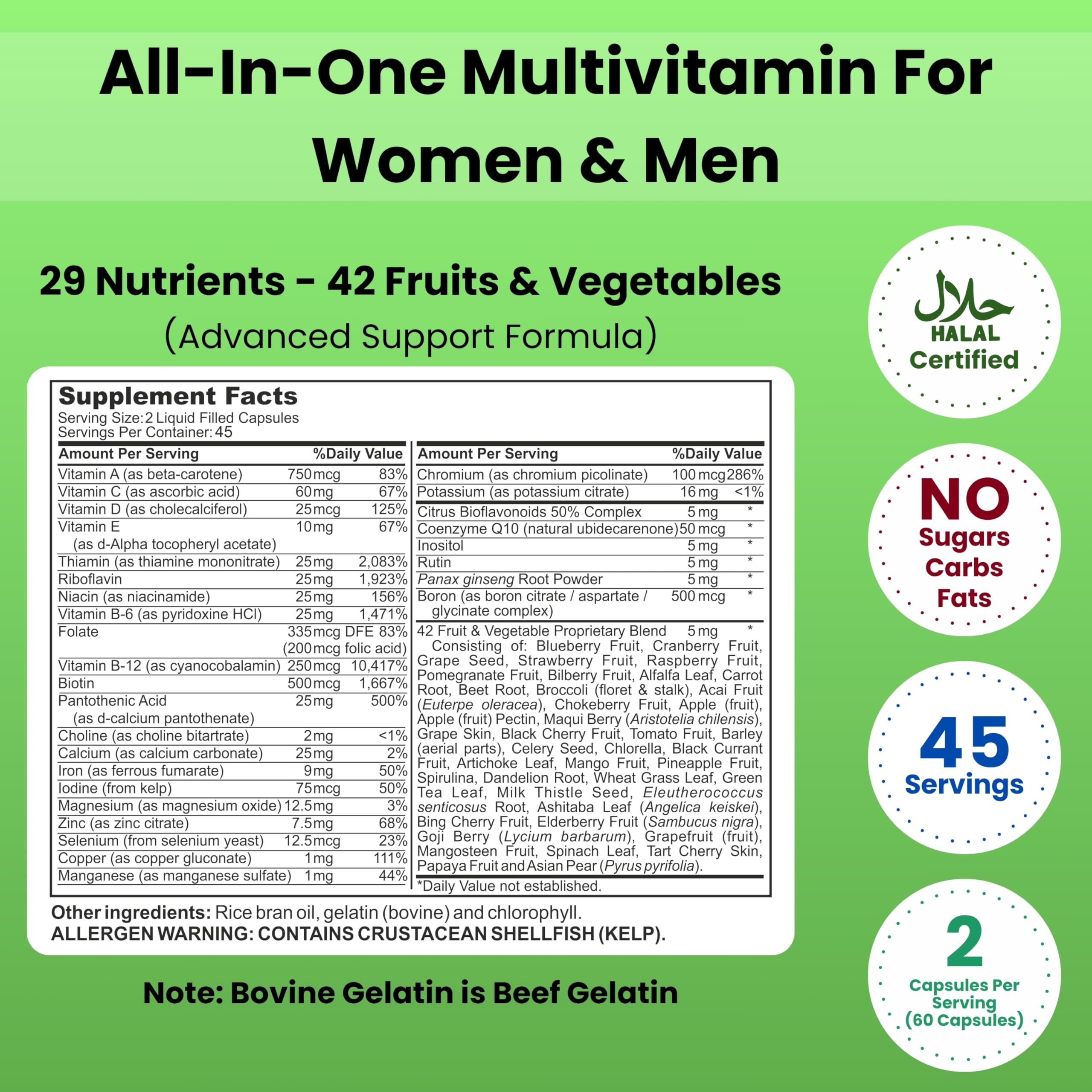 SHIFAA NUTRITION Multivitamins nutritional information