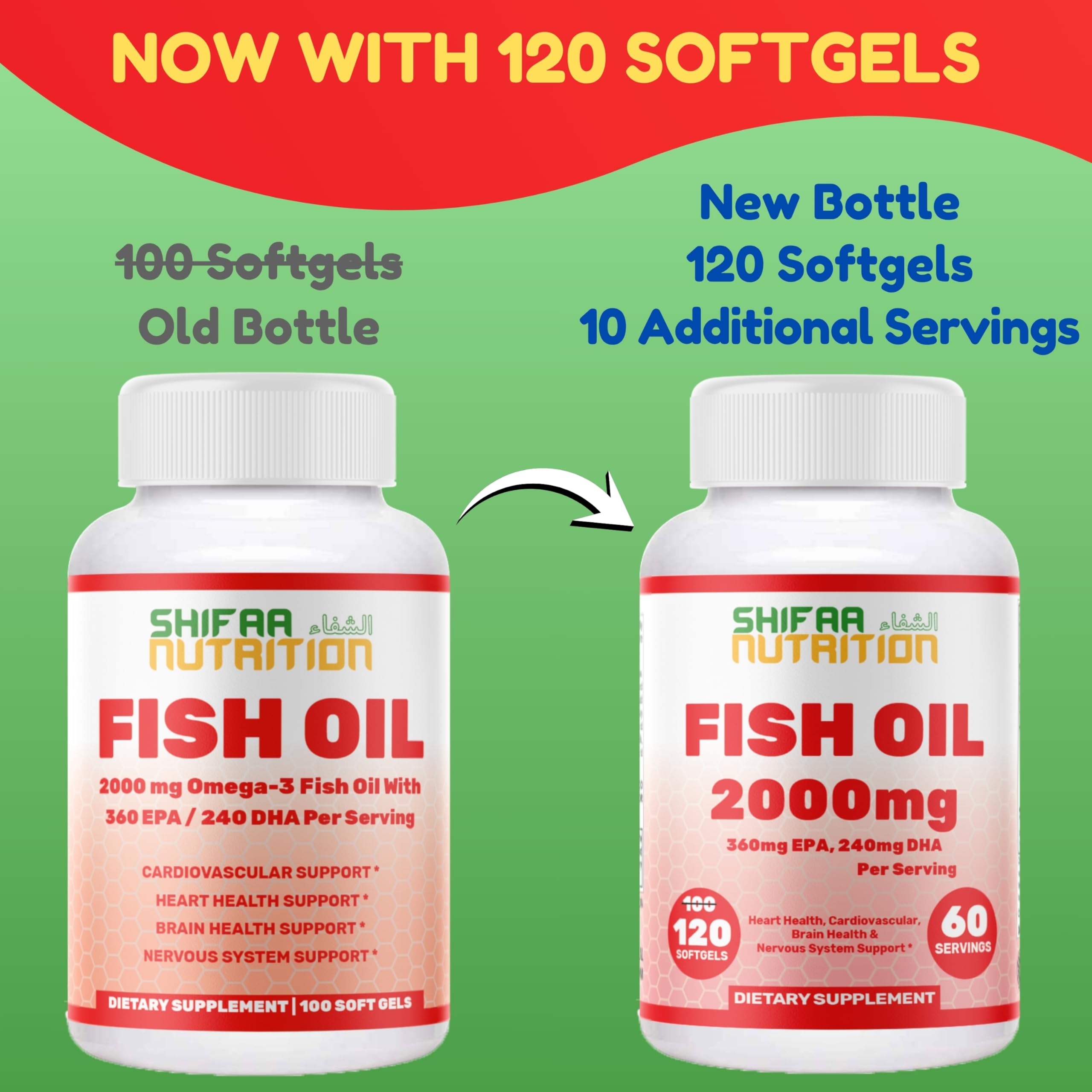SHIFAA NUTRITION Omega 3 Fish Oil bottle side view