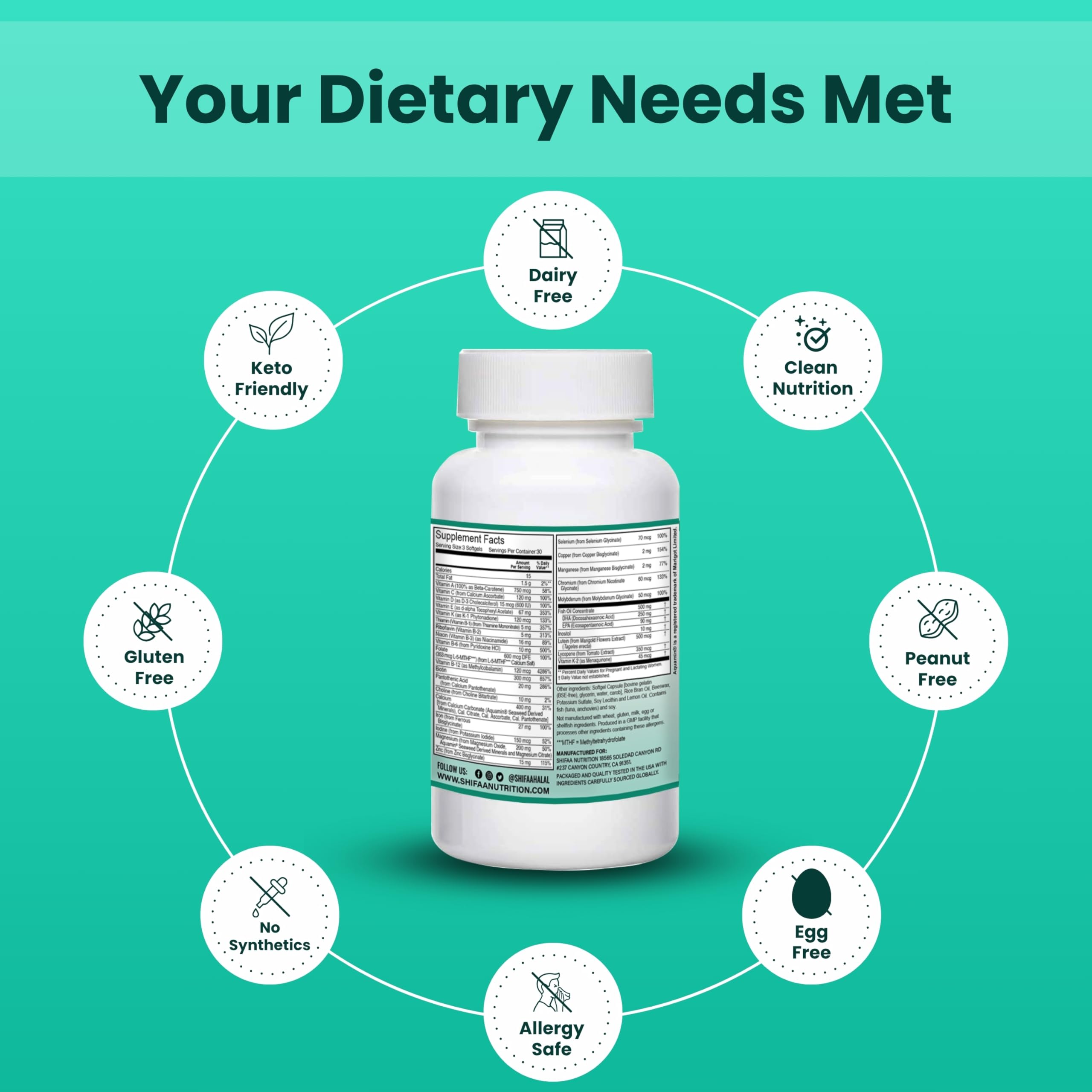SHIFAA NUTRITION Prenatal Vitamins 237g ingredients list