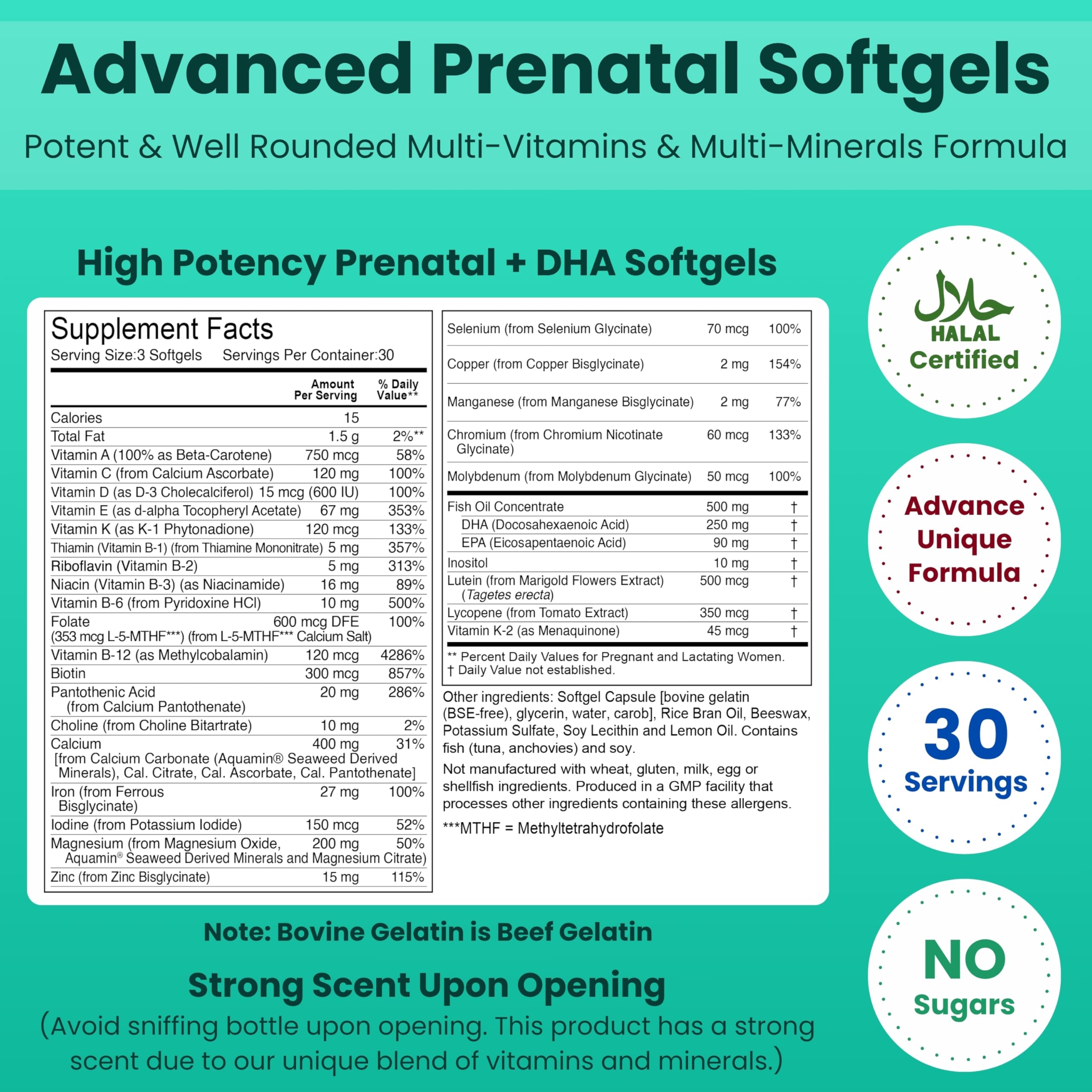 SHIFAA NUTRITION Prenatal Vitamins 237g side view