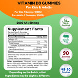 SHIFAA NUTRITION Vitamin D3 Gummies side view with nutritional information
