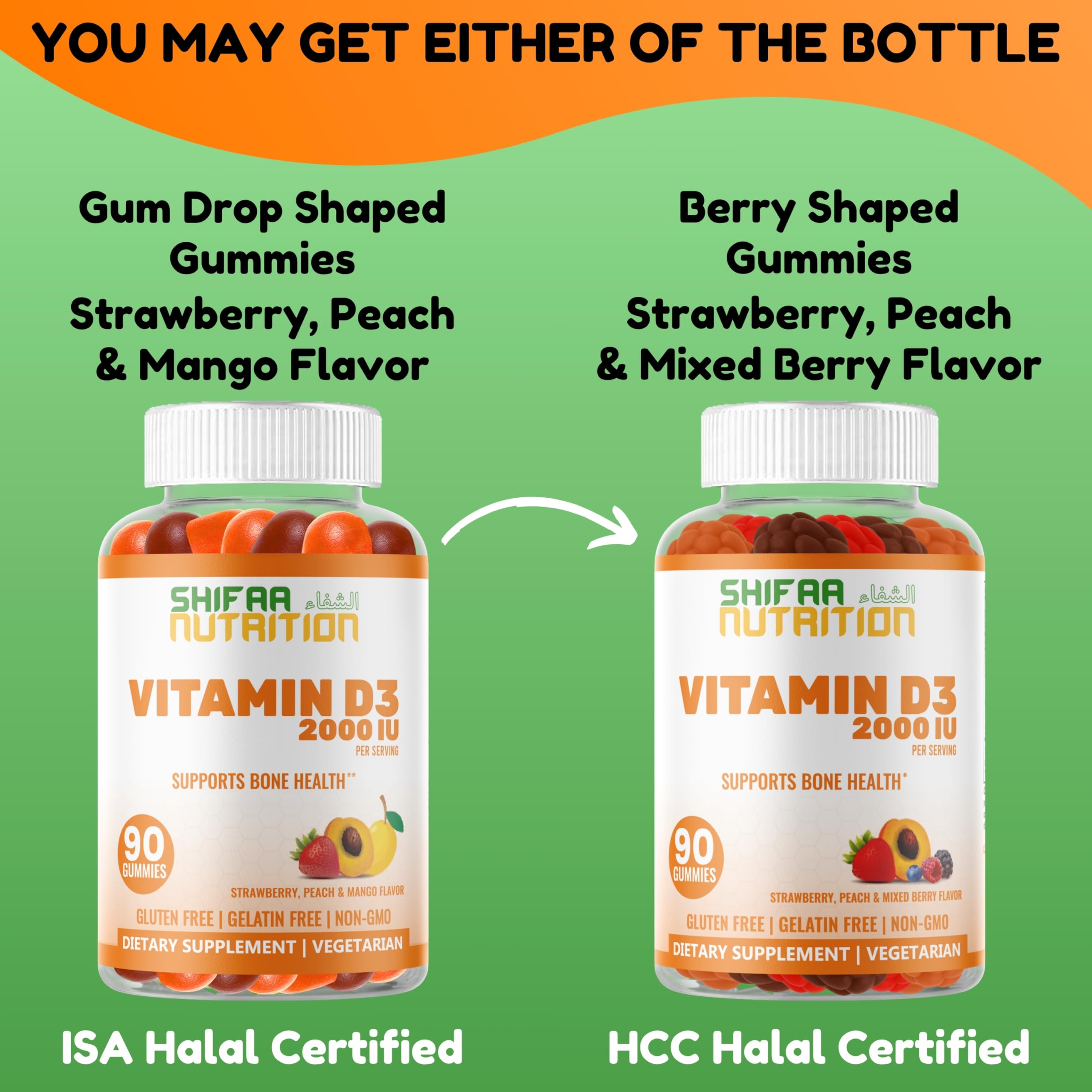 SHIFAA NUTRITION Vitamin D3 Gummies soft fruit-flavoured gummies