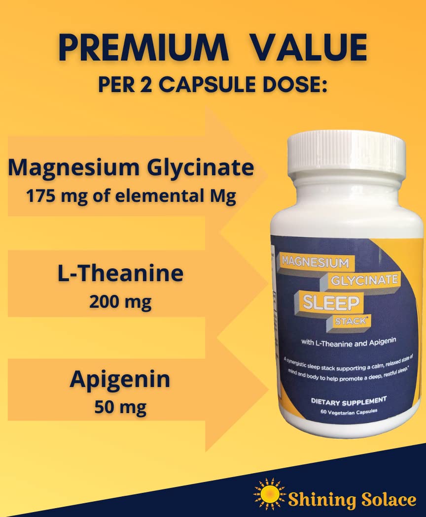 Shining Solace Magnesium Glycinate 1250mg capsules with bottle