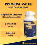 Shining Solace Magnesium Glycinate 1250mg capsules with bottle