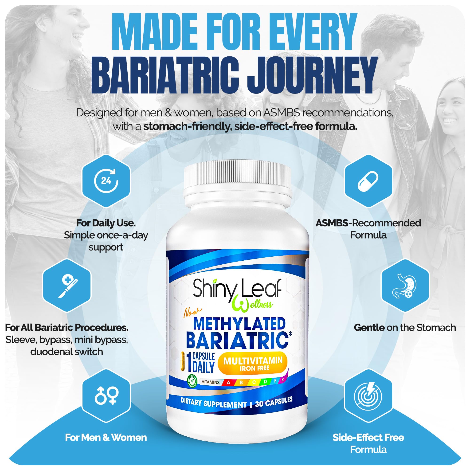 Shiny Leaf Bariatric Multivitamin 100g on a wooden table