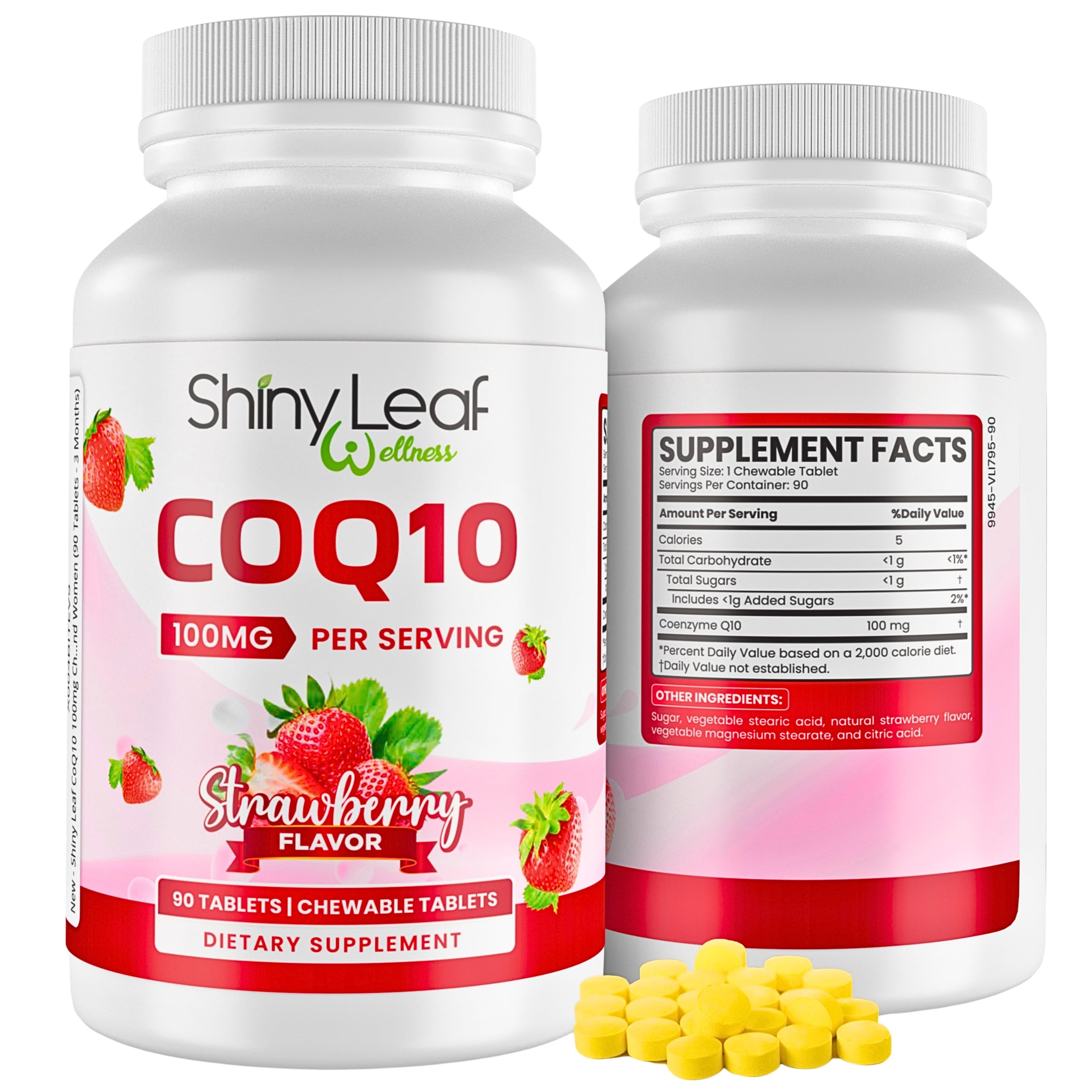 Shiny Leaf CoQ10 100mg chewable supplements front view