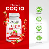 Shiny Leaf CoQ10 100mg chewable supplements in a glass of water