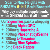 SHIZAM 6-in-1 Brain support Gummies close-up of gummies