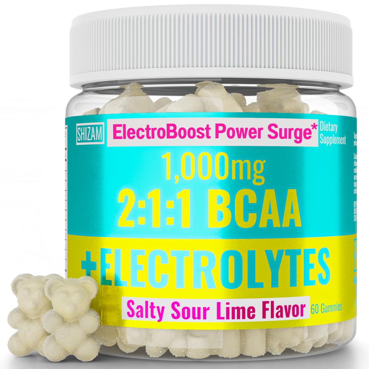 SHIZAM BCAA + Electrolyte Gummies front view packaging