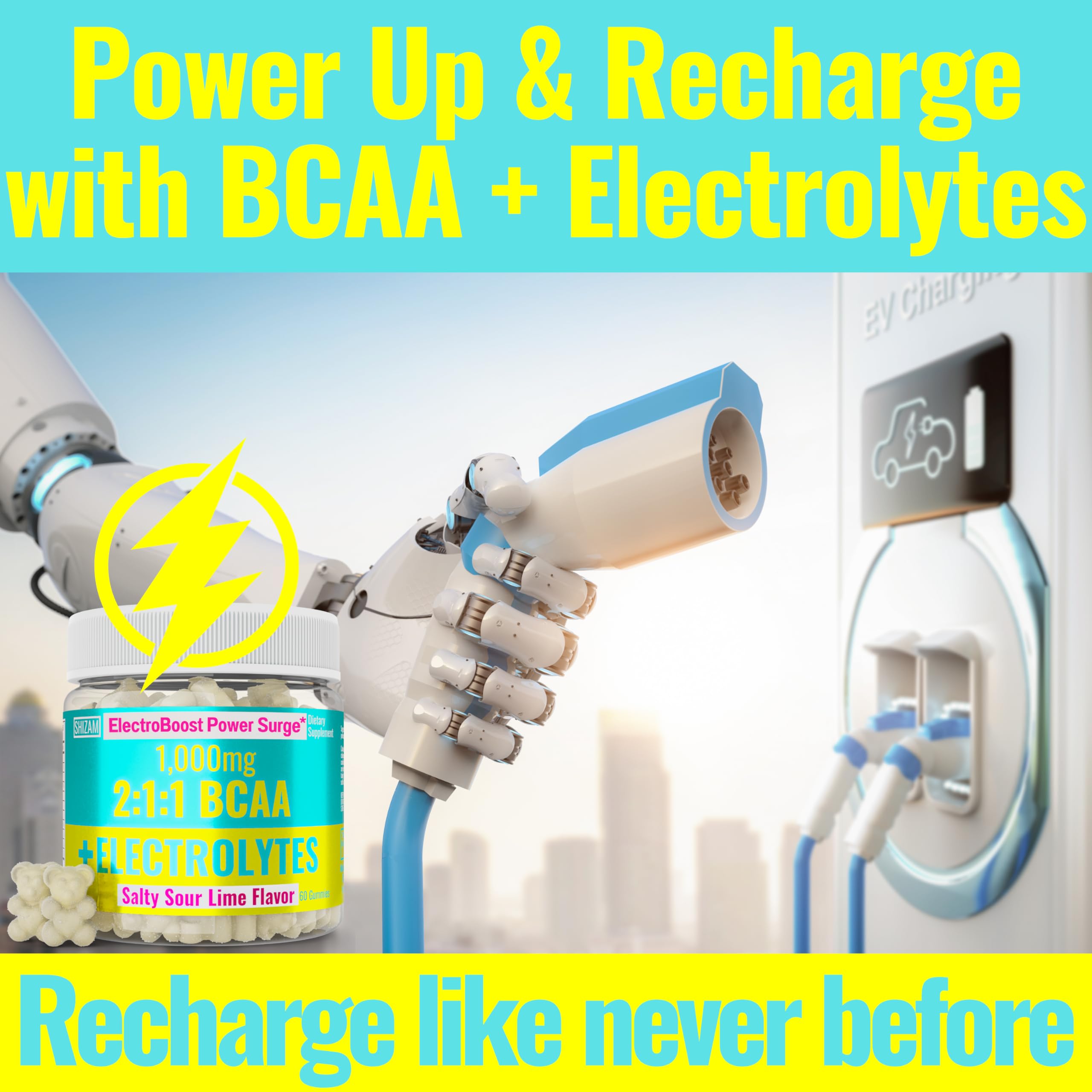 SHIZAM BCAA + Electrolyte Gummies Salty Sour Lime flavour close-up