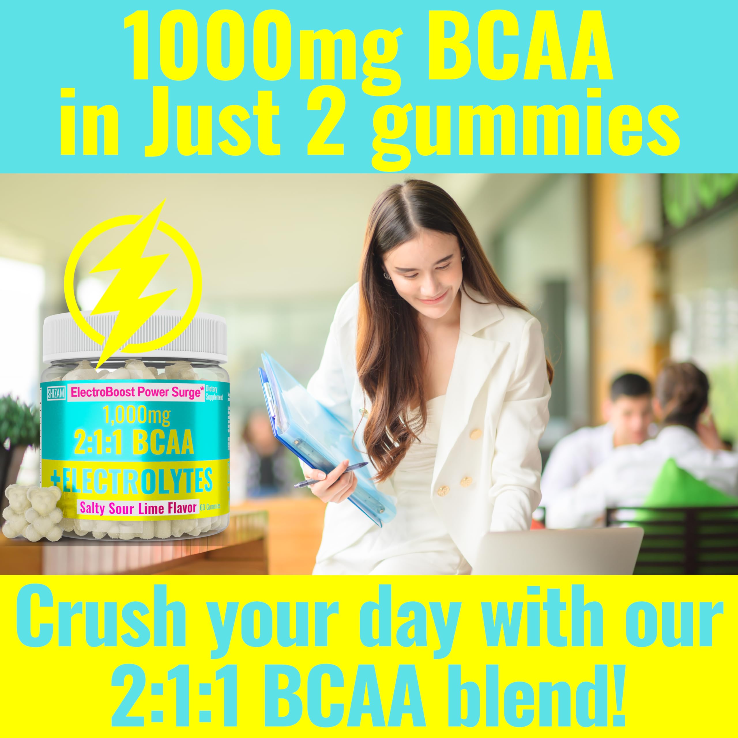 SHIZAM BCAA + Electrolyte Gummies with a handful of gummies