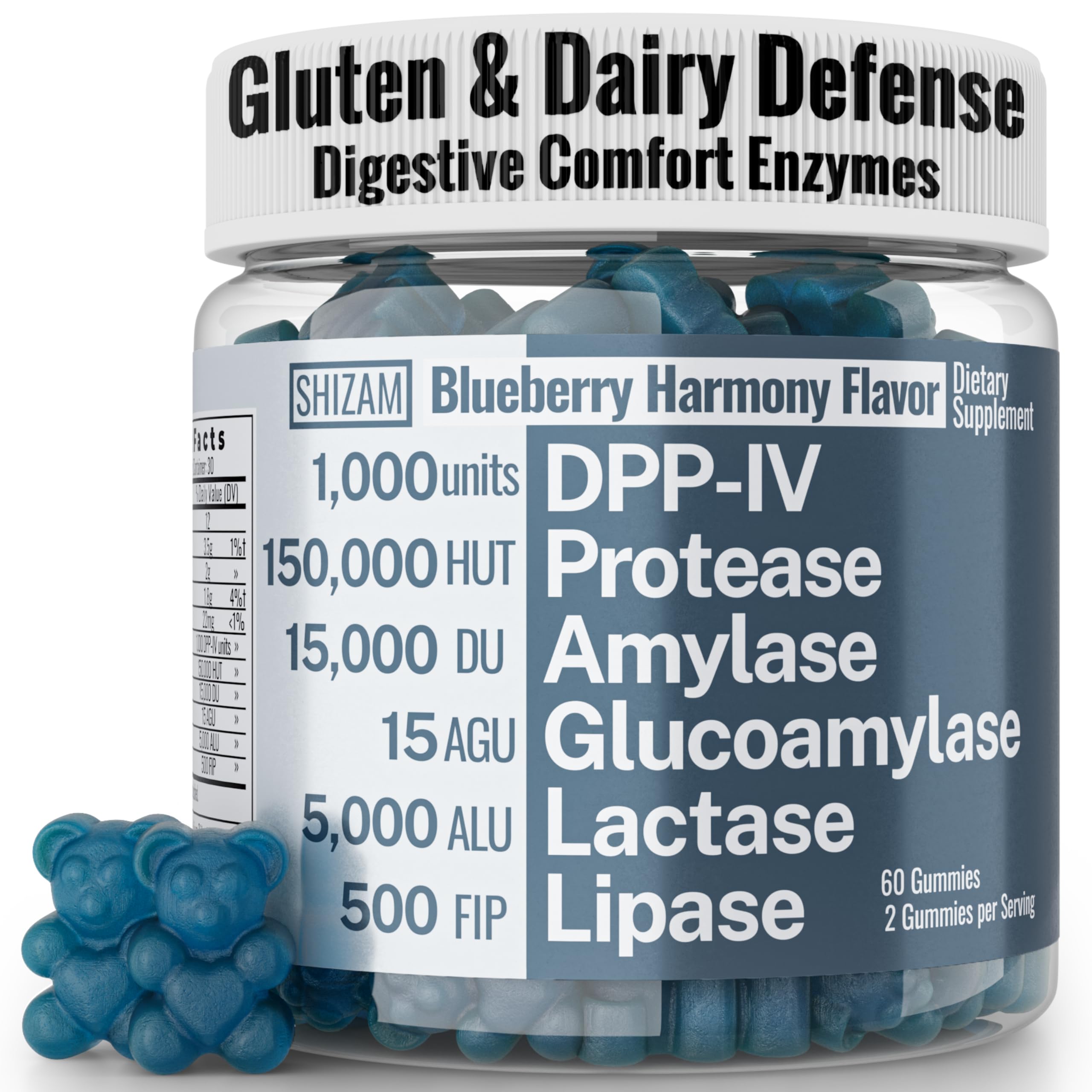 SHIZAM daily Enzyme Gummies 60 count front view