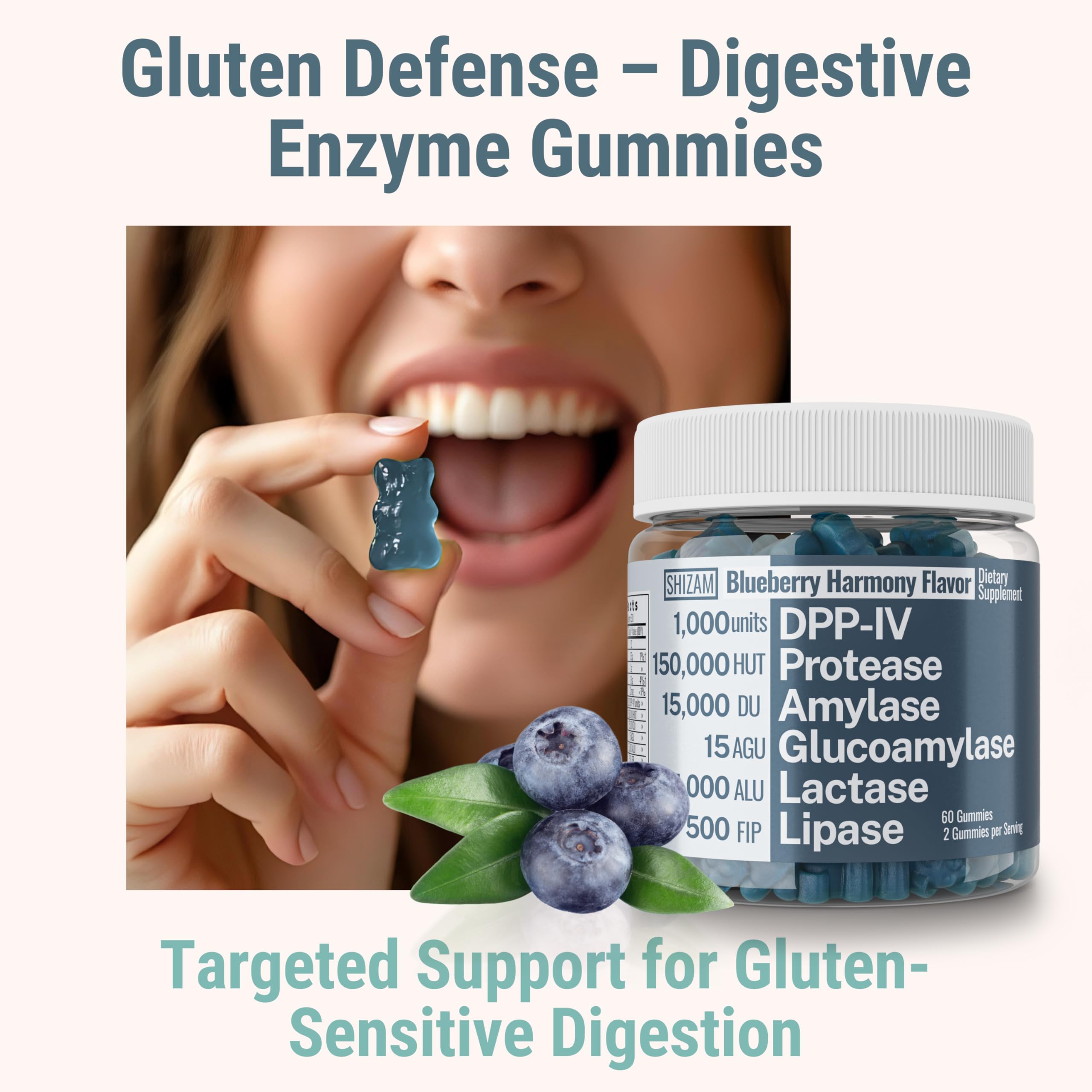SHIZAM daily Enzyme Gummies in a bowl