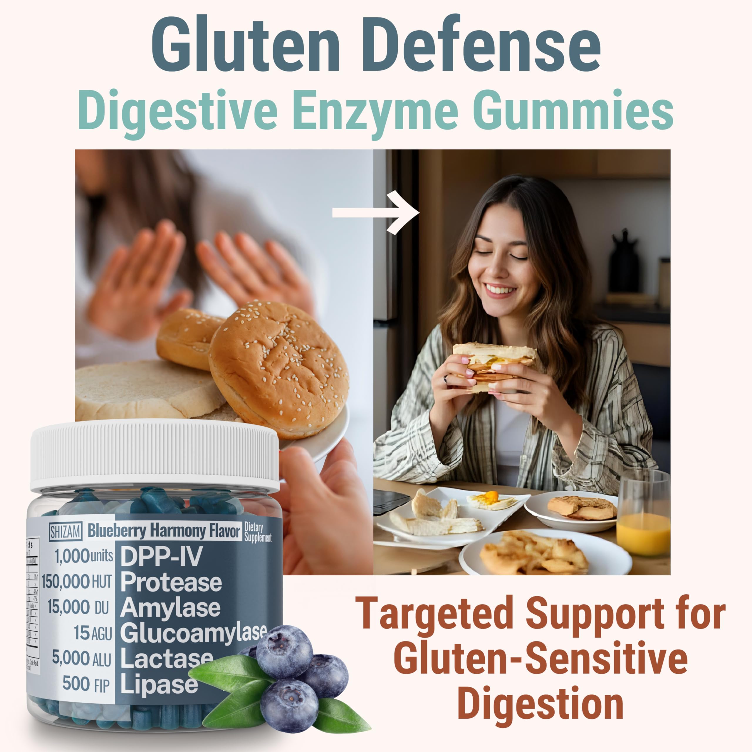 SHIZAM daily Enzyme Gummies packaging side view