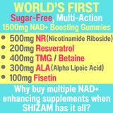 SHIZAM Sugar-Free 5-in-1 NAD+ Gummies back view