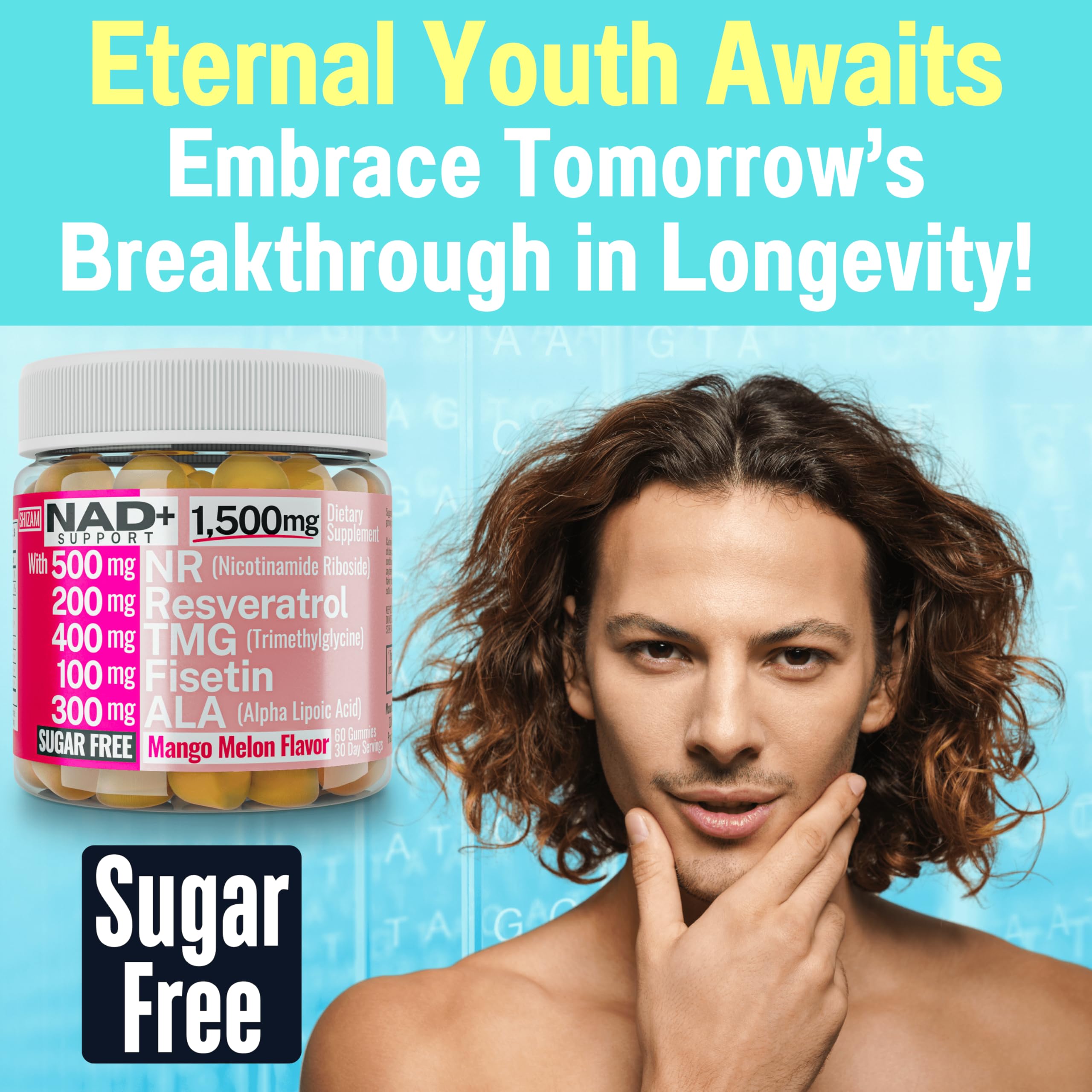 SHIZAM Sugar-Free 5-in-1 NAD+ Gummies side view