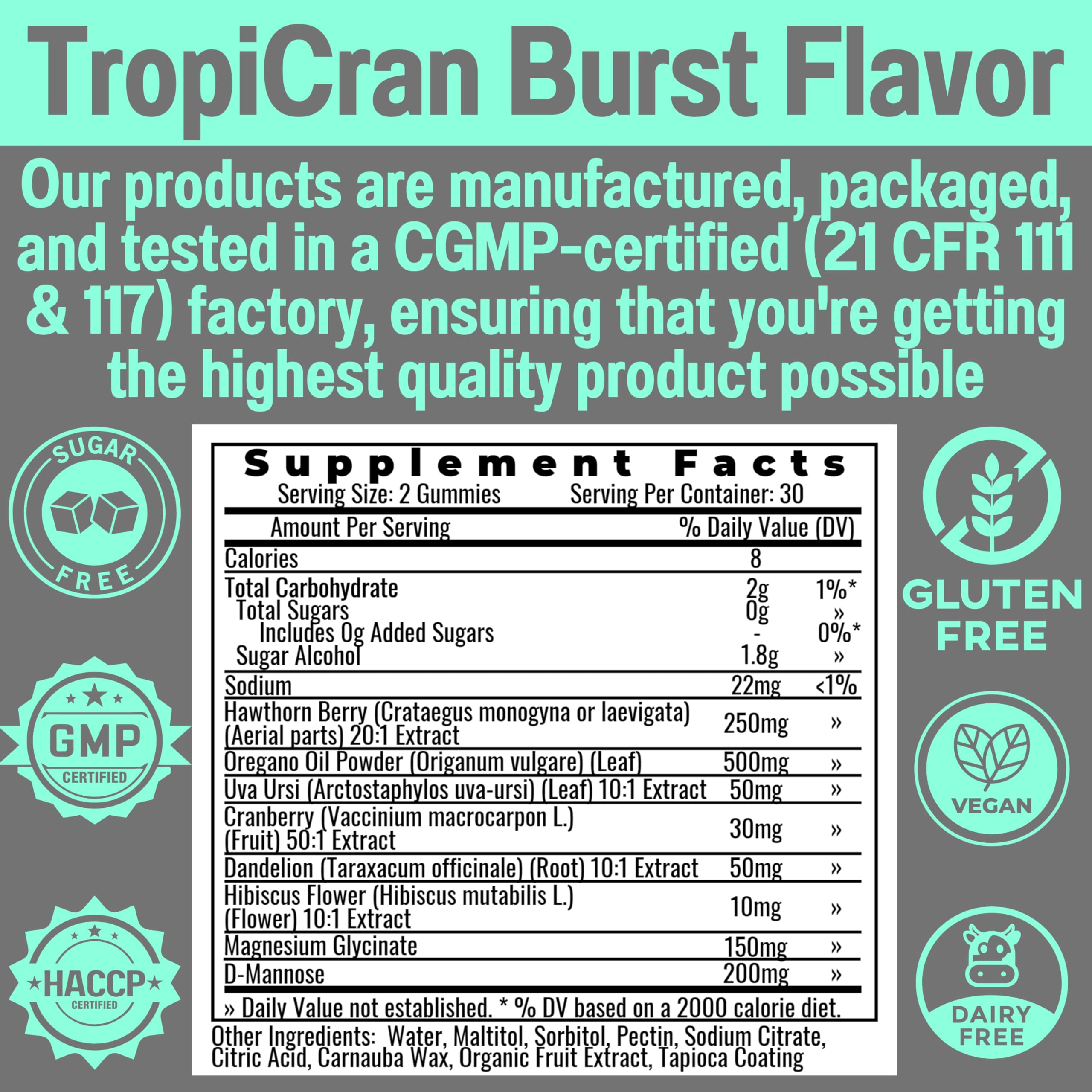 SHIZAM Sugar-Free TropiCran Burst Gummies on a table