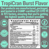 SHIZAM Sugar-Free TropiCran Burst Gummies on a table