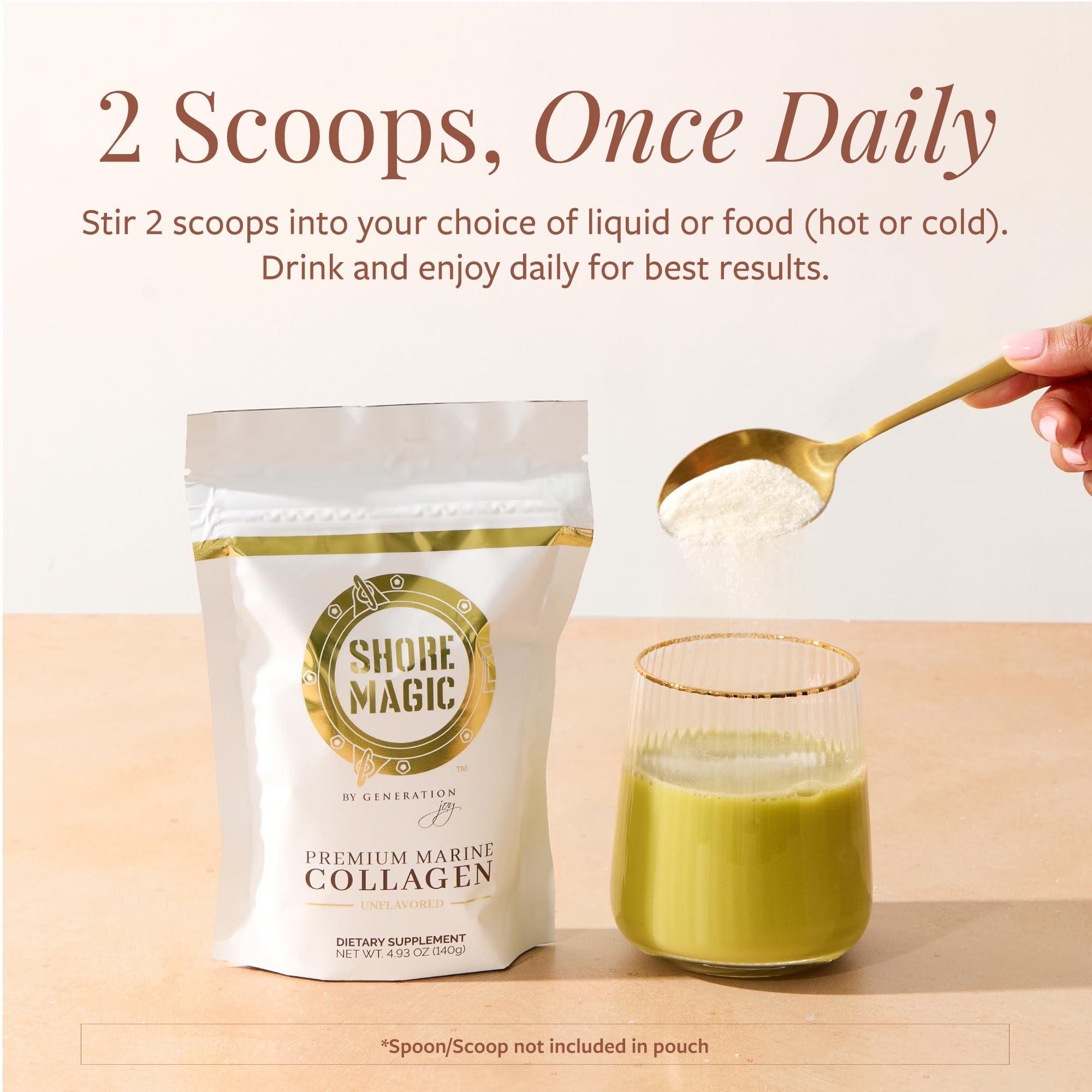 Shore Magic Collagen Powder 150g mixed in a smoothie
