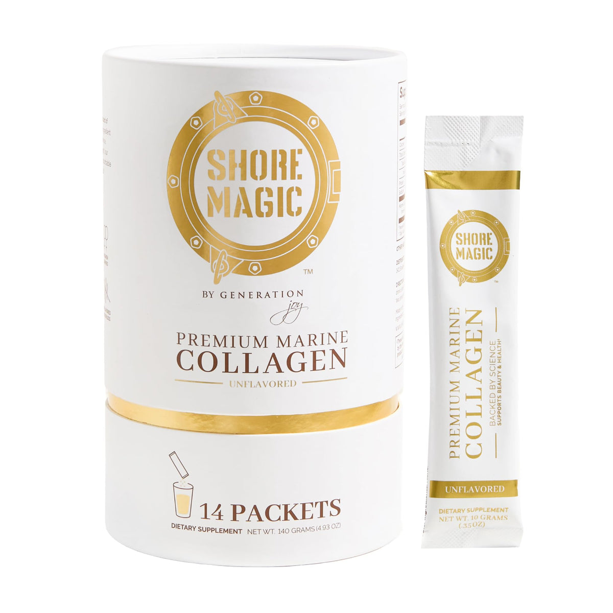 Shore Magic Marine Collagen Supplement 10g Peptides packet front view