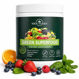 SHOUTGRIIN Green Superfood Powder 340g front view with mint-citrus packaging