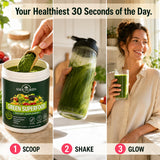 SHOUTGRIIN Green Superfood Powder being added to a smoothie