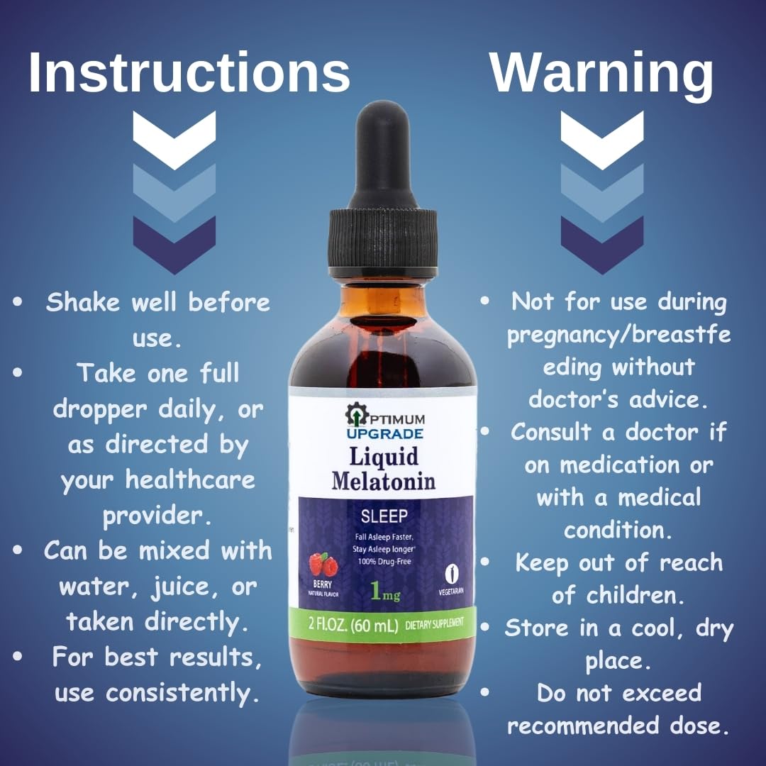 Shred Pak Melatonin Liquid Sleep Aid 1mg 2 fl oz on a table