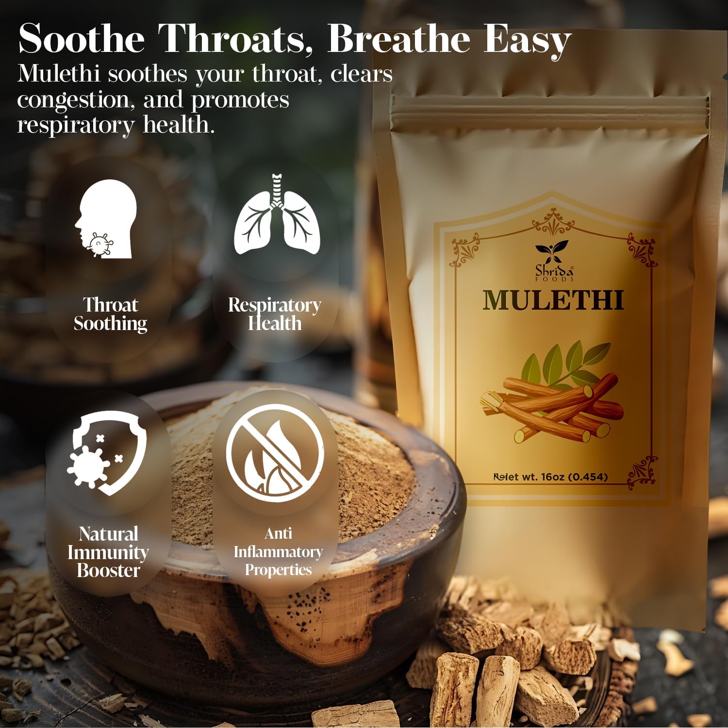 Shrida Foods Licorice Root Powder in a glass with water