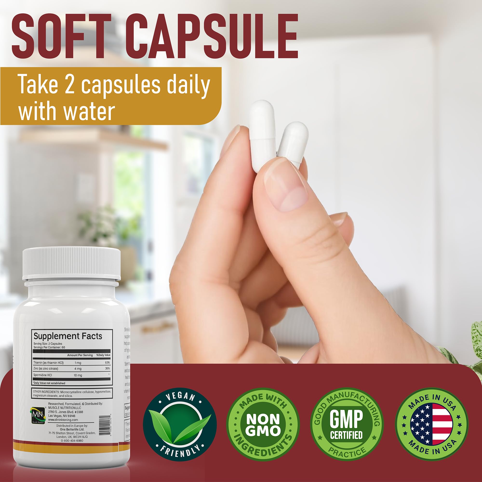 Shrink Spermidine Supplement 60 Capsules back view