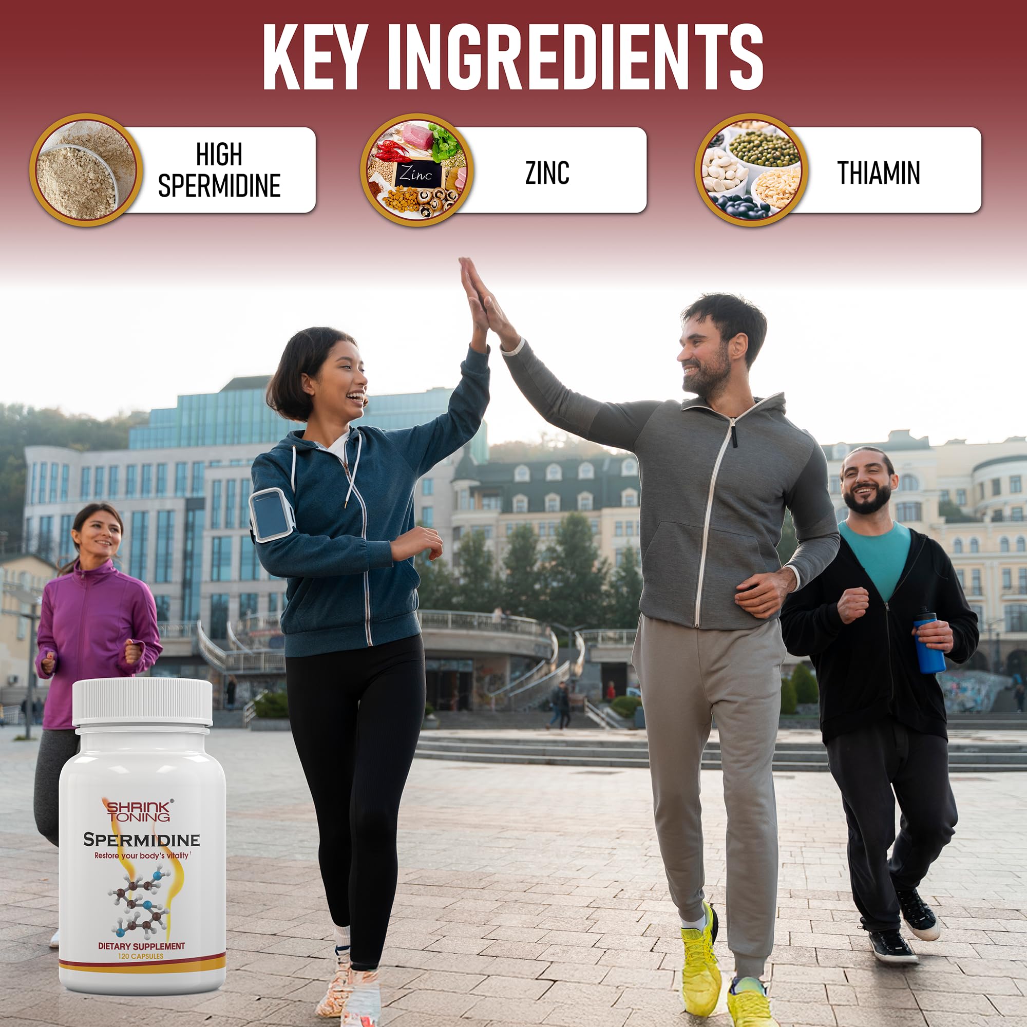 Shrink Spermidine Supplement 60 Capsules with ingredients list