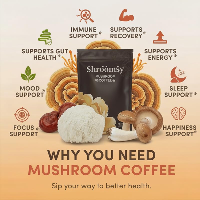Shroomsy 6-Mushroom Blend Supplement scooped out showing powder