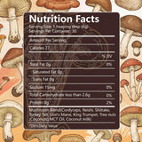 Shroomsy 6-Mushroom Blend Supplement side view with ingredients list