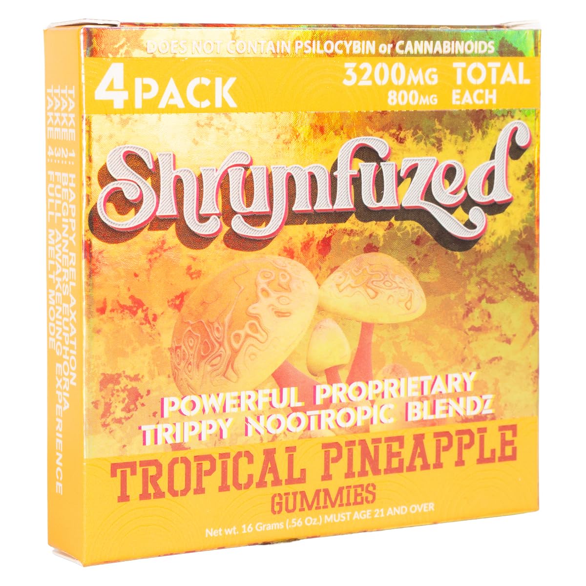 Shrumfuzed Mushroom Blend Supplement back view with ingredients