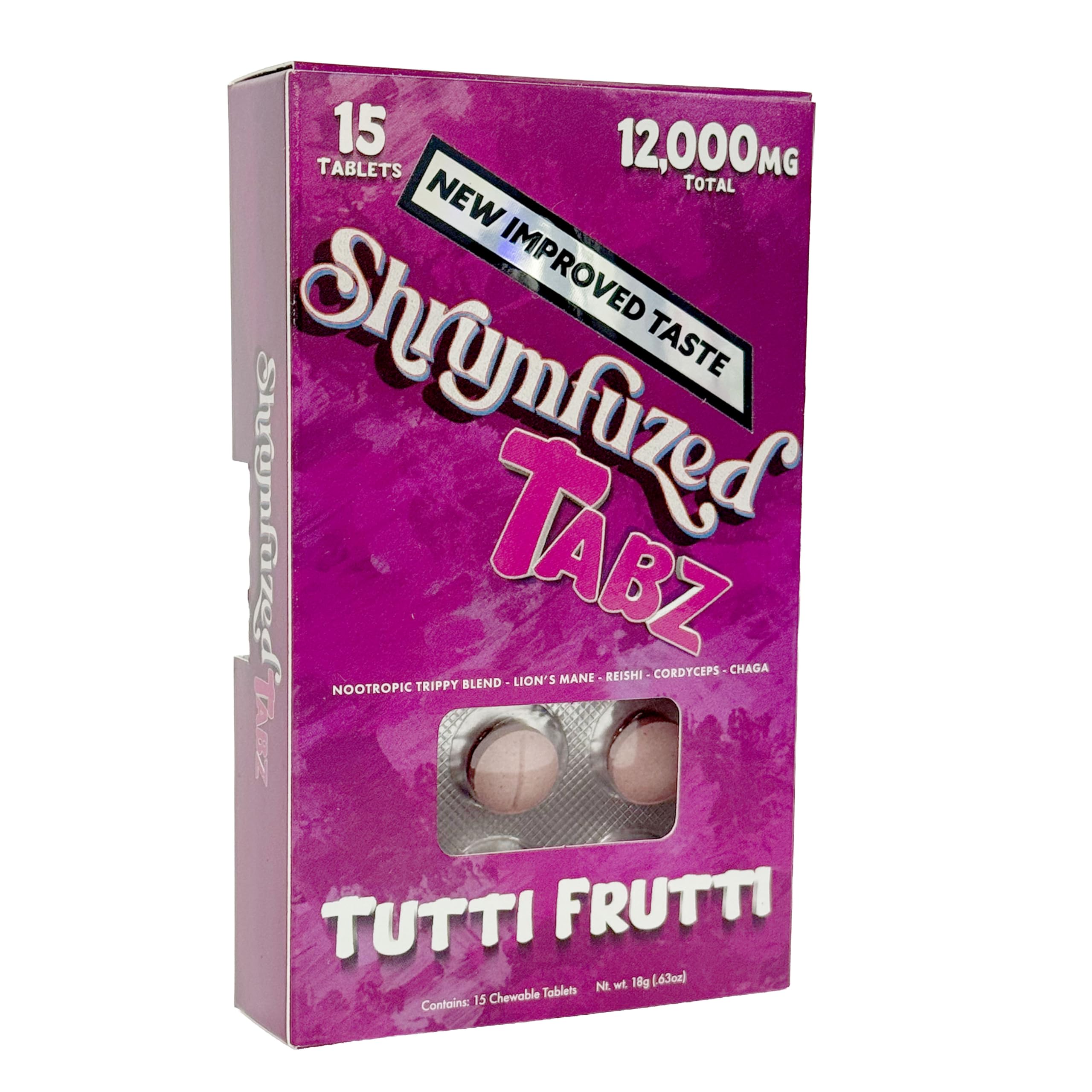 Shrumfuzed Mushroom Gummies back view showing ingredients