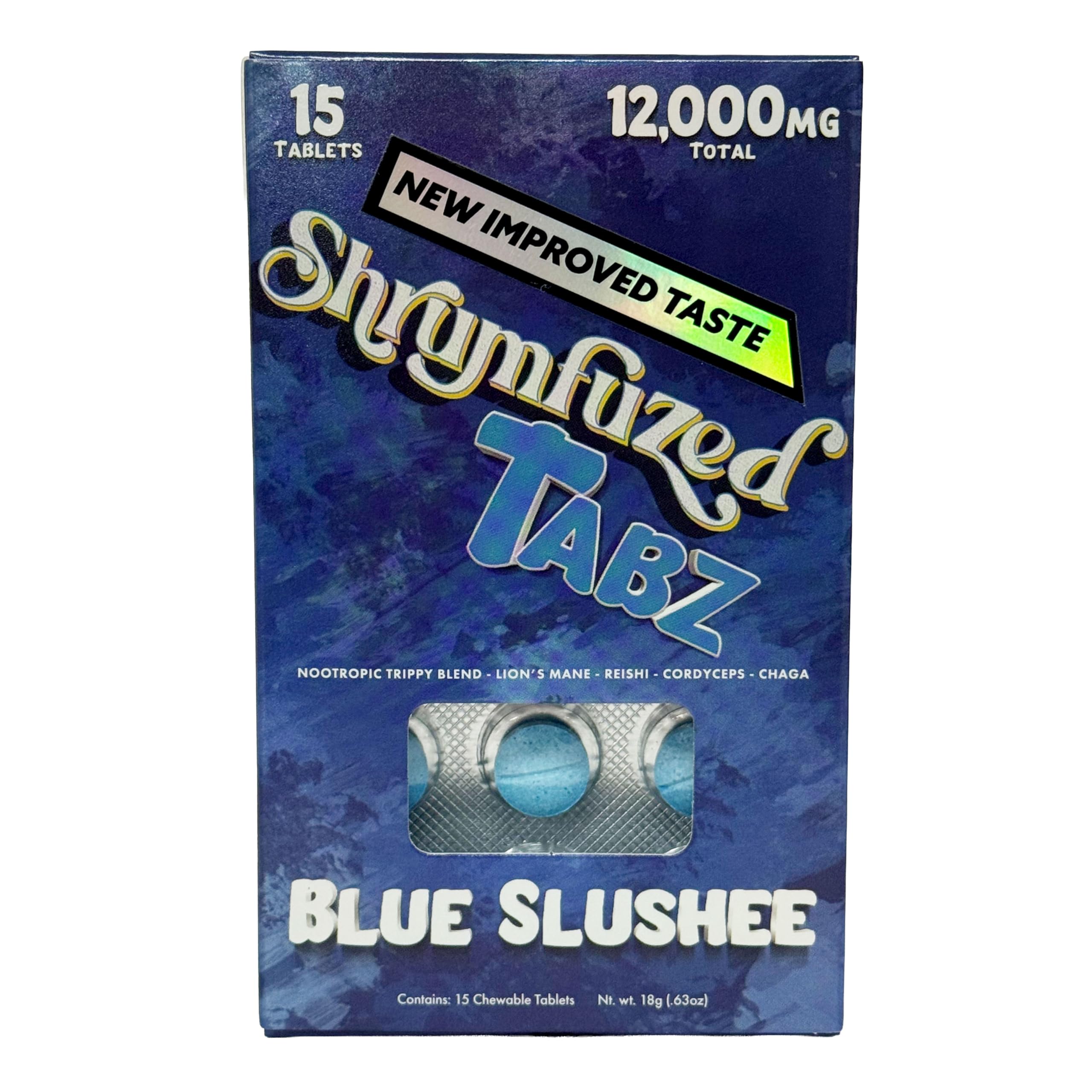 Shrumfuzed Mushroom Gummies front view with new improved taste sticker