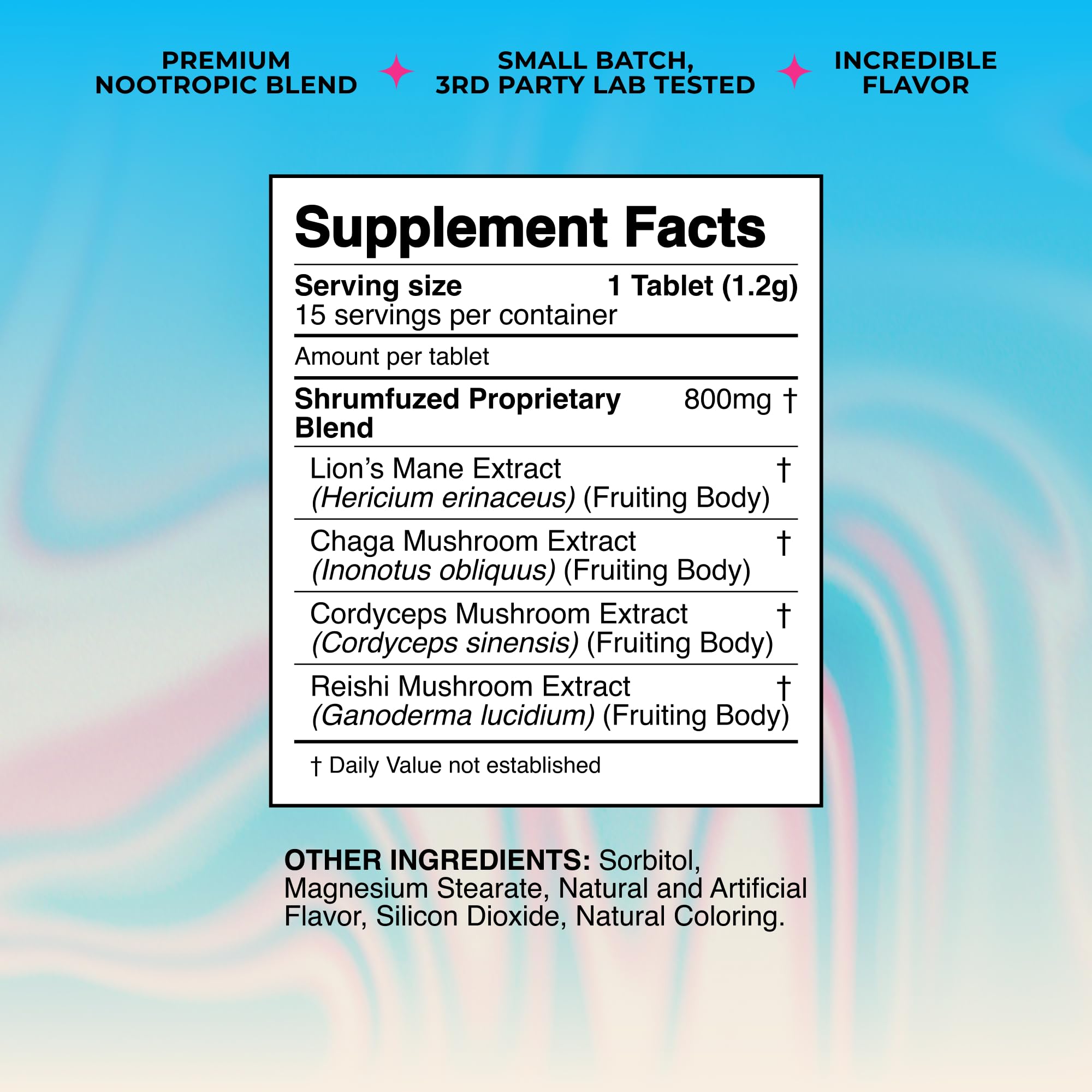 Shrumfuzed Mushroom Gummies packaging side view