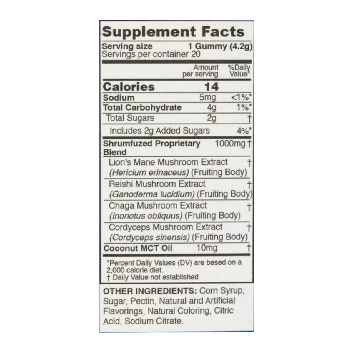 Shrumfuzed Mushroom Supplement 100g with ingredients listed