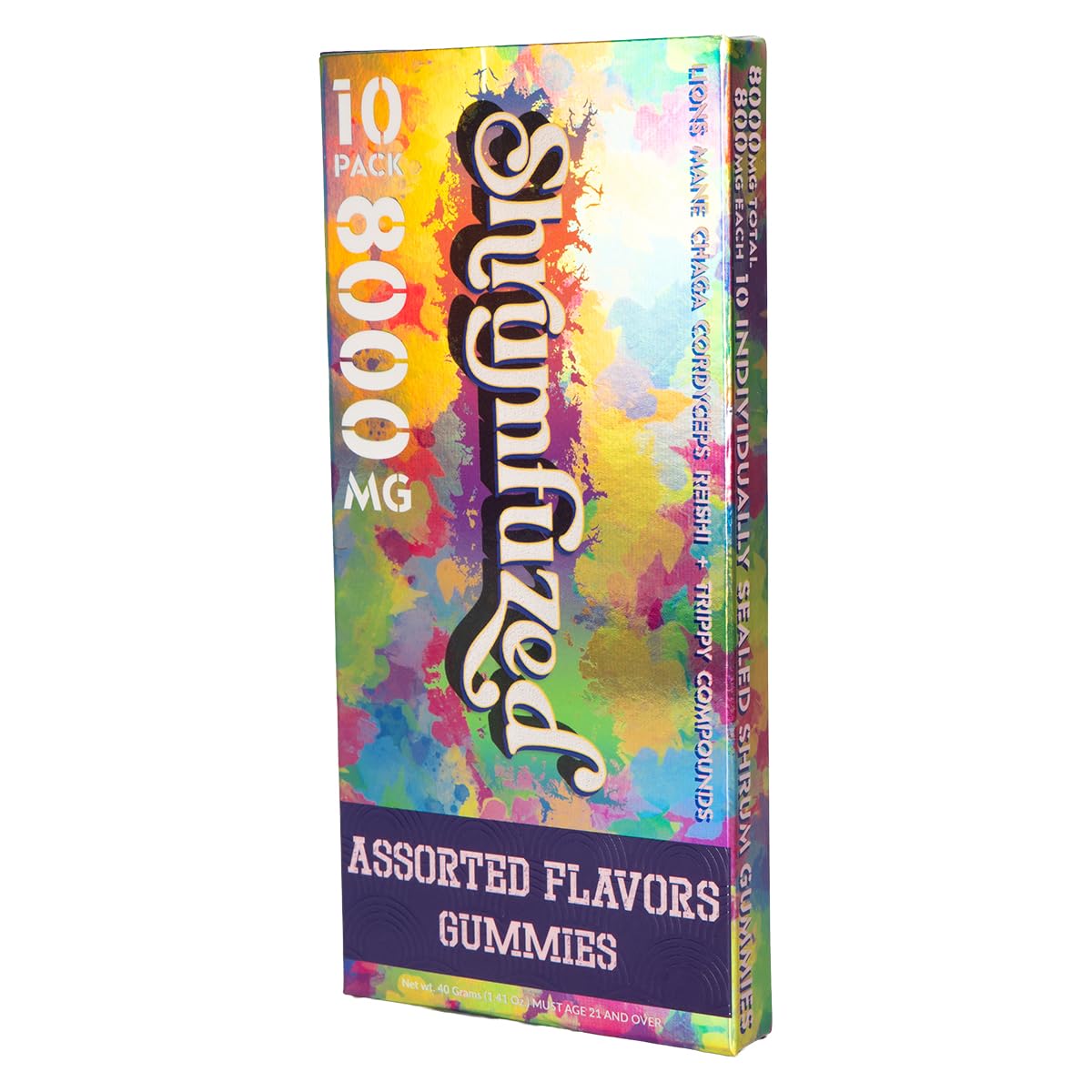 Shrumfuzed Mushroom Supplement 50g back view with nutritional information