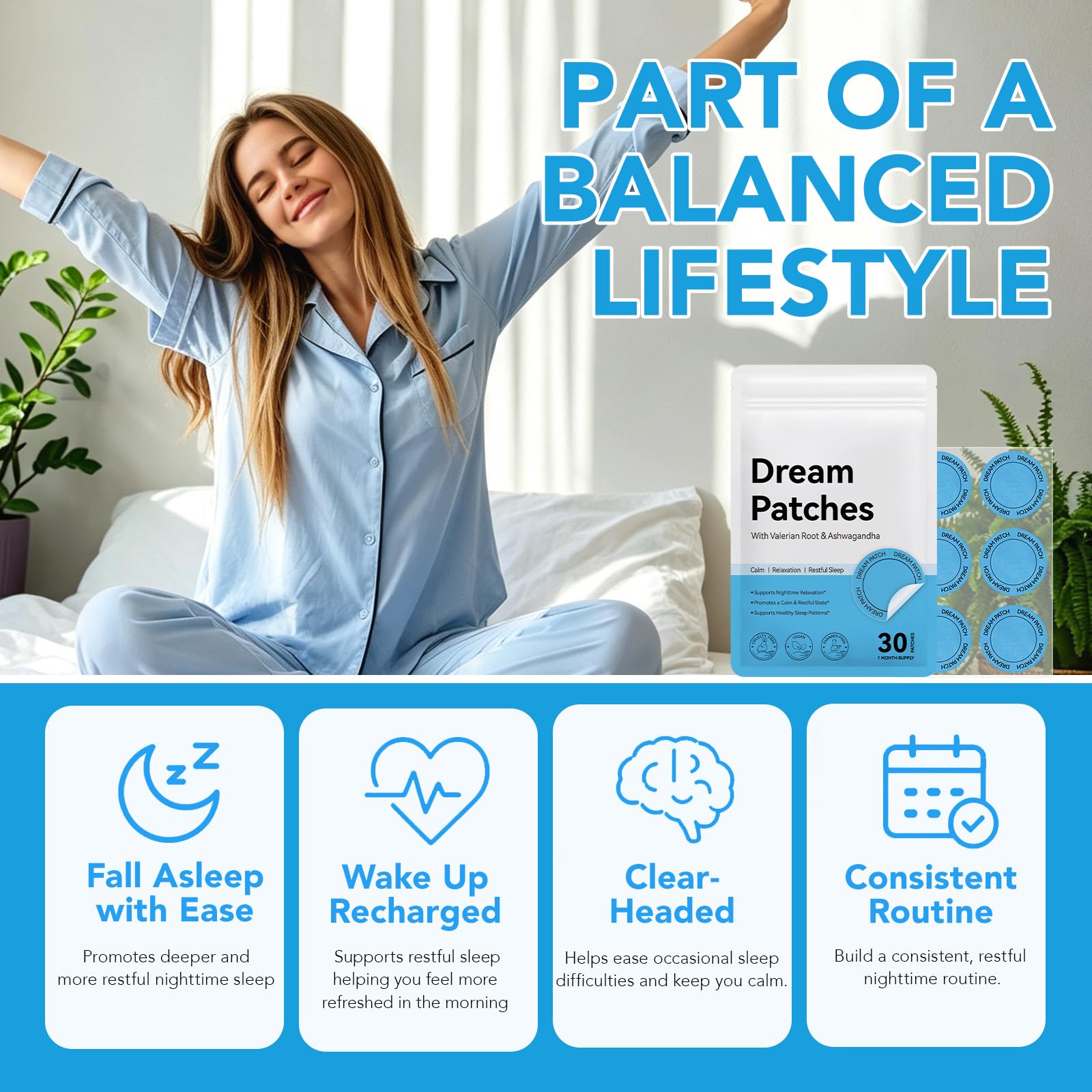 Shuangjia Dream Patches displayed with other sleep supplements