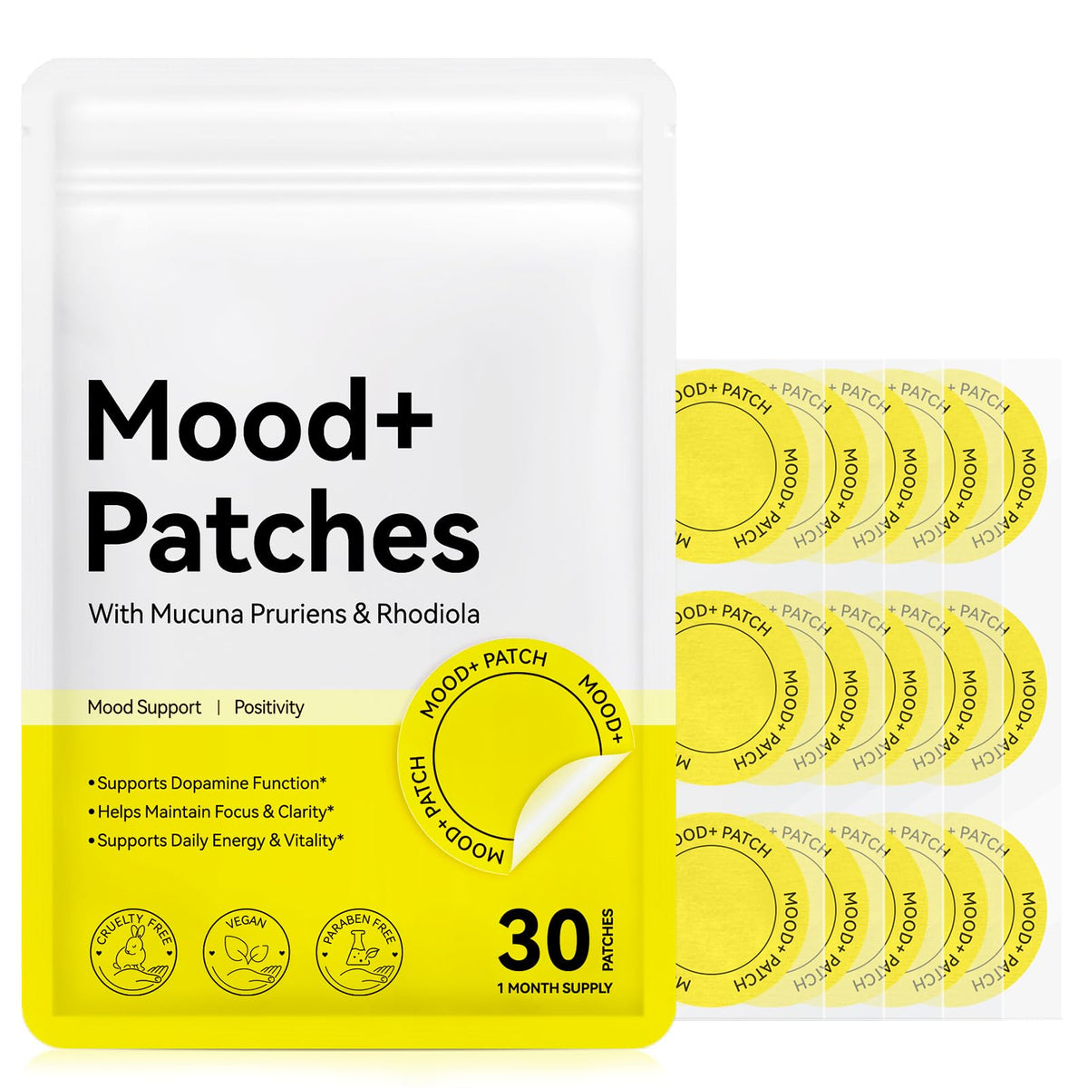 Shuangjia Mood+ Patches Extra Strength front view with packaging