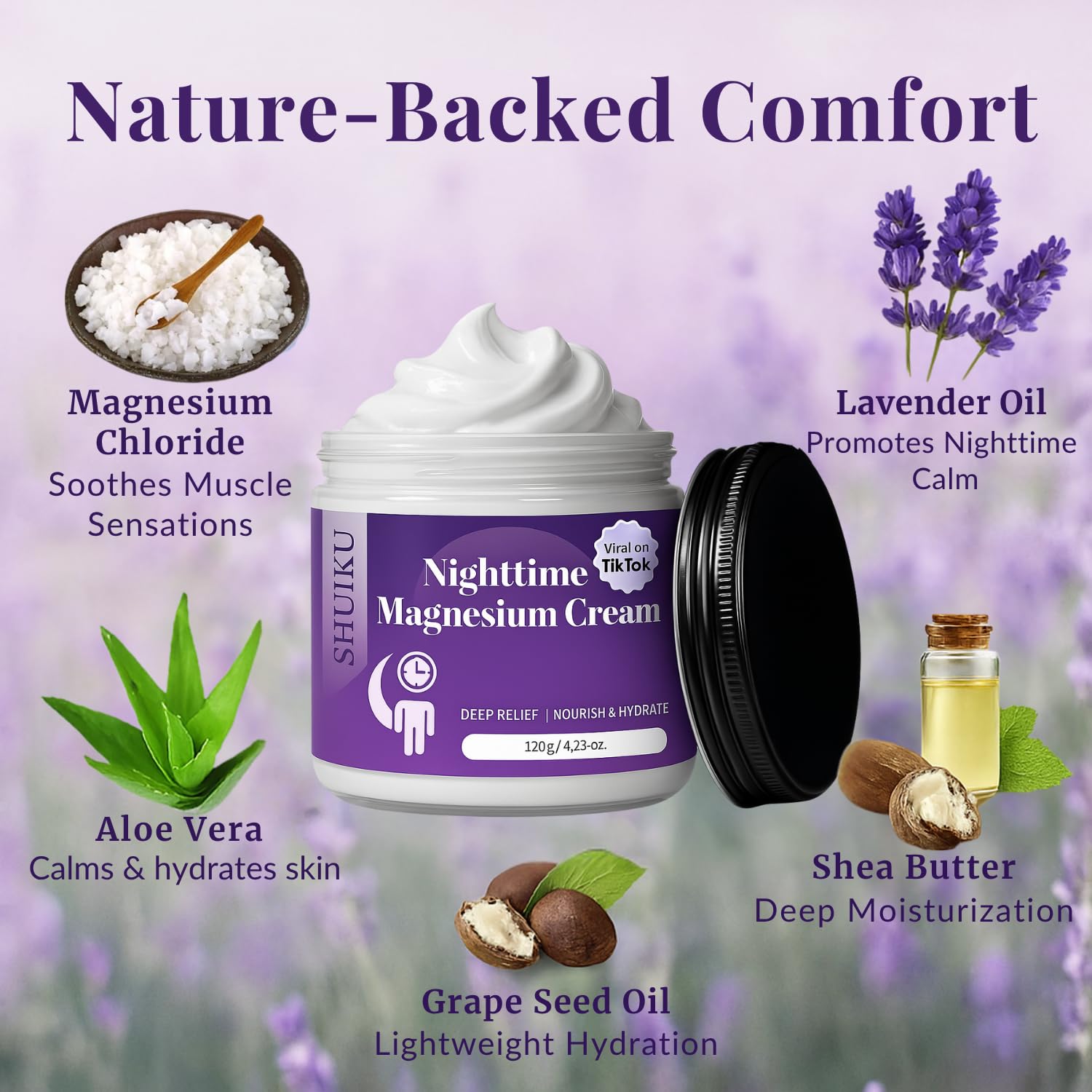 SHUIKU Magnesium Night Cream 122g application on skin