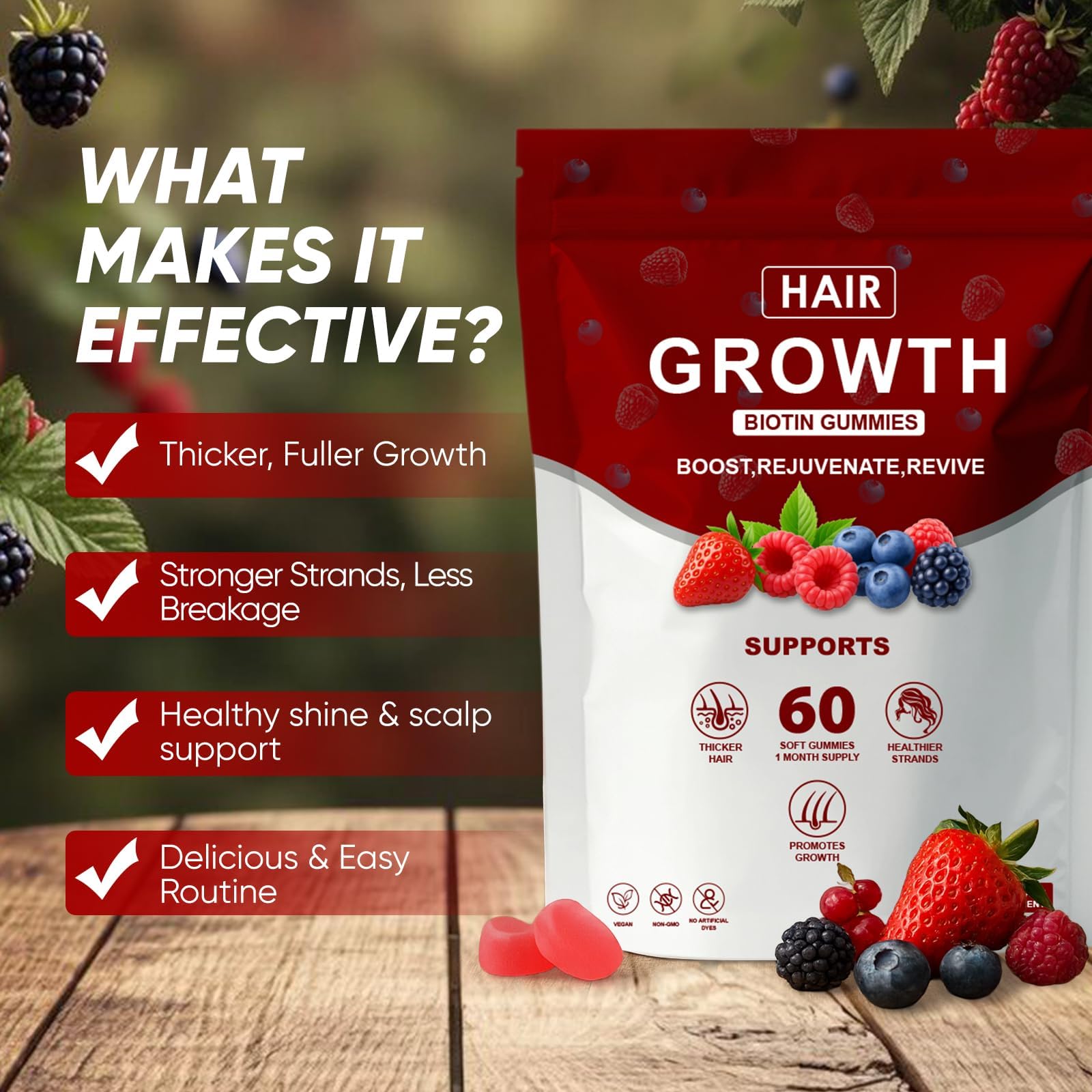 Shwfhi Hair Growth Gummies showing soft chewable texture