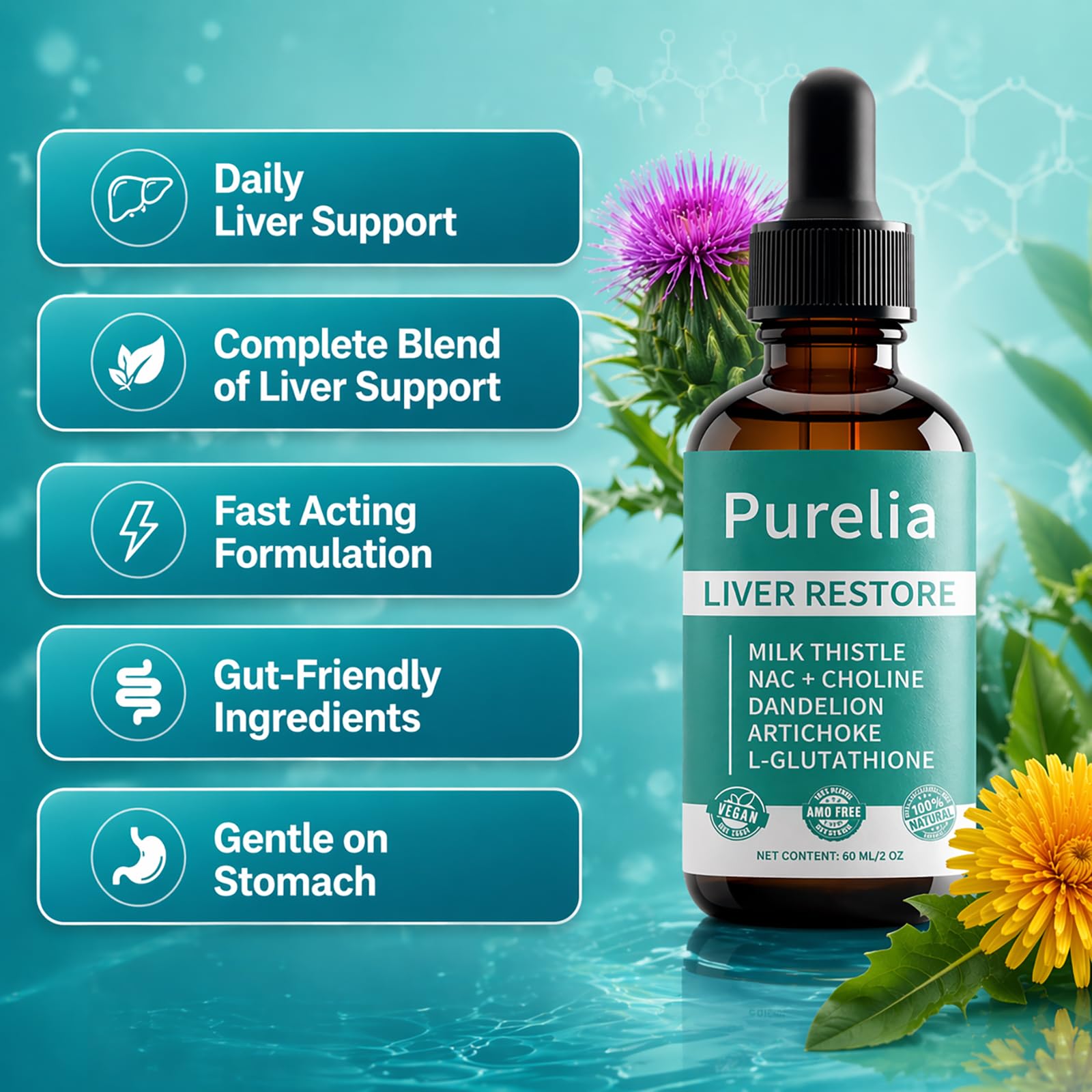 Shwfhi Purelia Liver Drops 150g label close-up