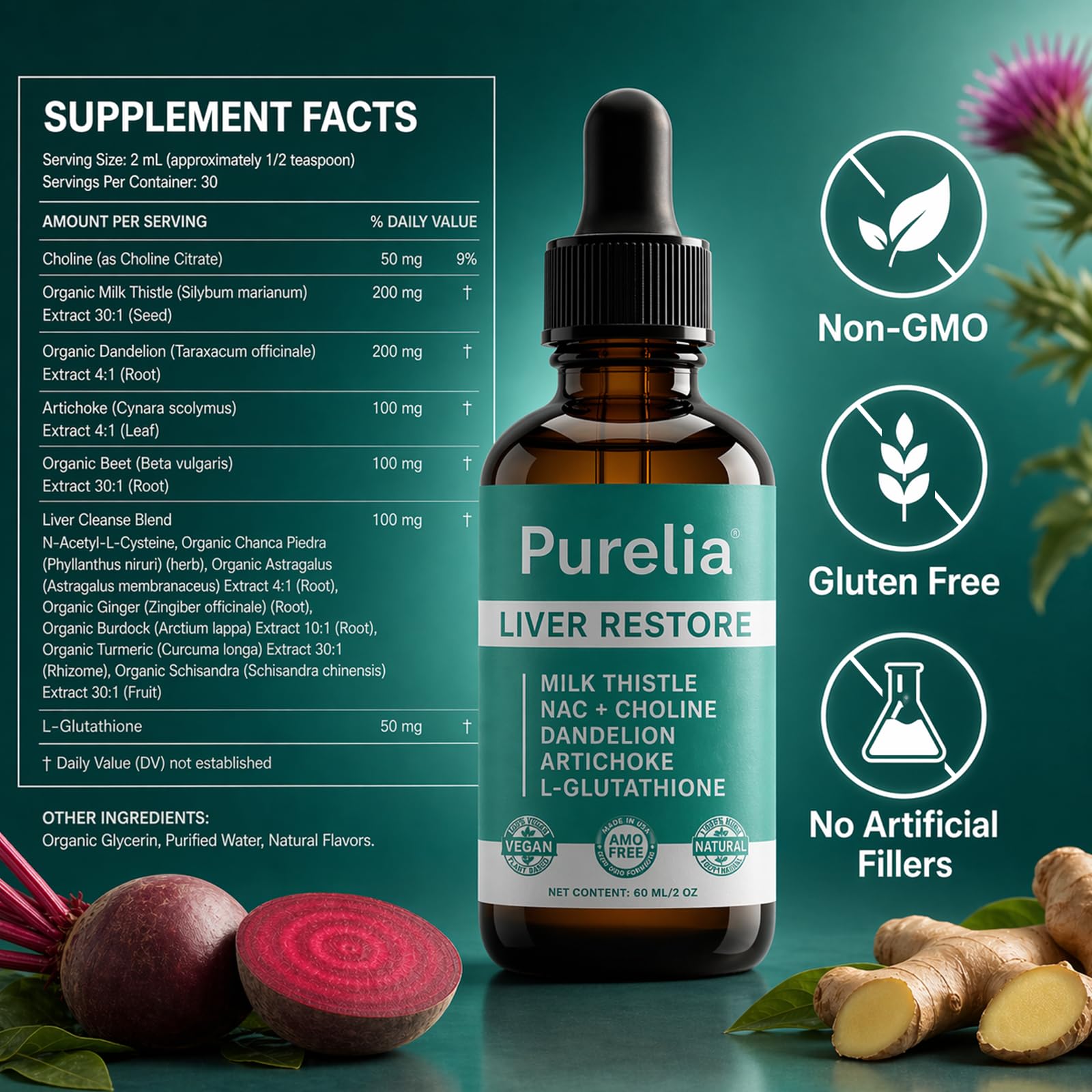 Shwfhi Purelia Liver Drops 150g with glass of water