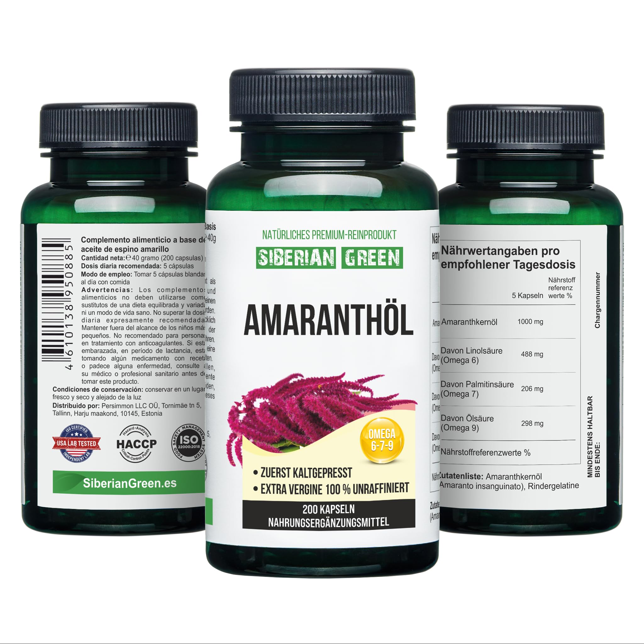 Siberian Green Amaranth Seed Oil Softgel Capsules packaging details